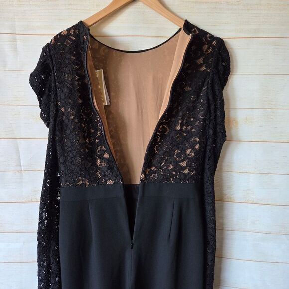 Michael Kors Black Lace Long Sleeve Round Neck Jumpsuit Women's Size 6 - Picture 9 of 12